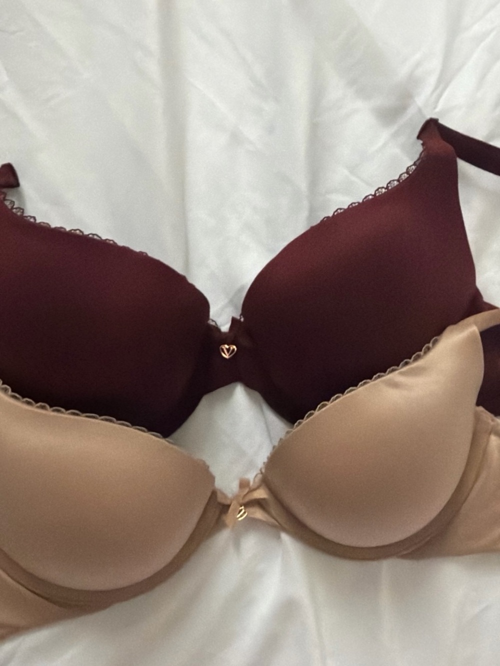 Victoria's Secret Smooth Push-Up Bras - Burgundy & Nude